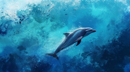 A dolphin gracefully diving into the depths of the ocean, disappearing into the azure blue waters with elegance and grace.