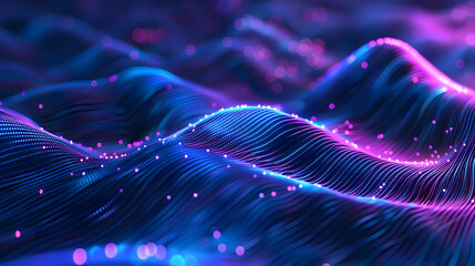 vibrant cyber wave pattern glowing in blue and purple. tech concept for digital innovation. generative ai