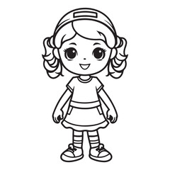 Simple girl logo icon, black vector illustration on white background