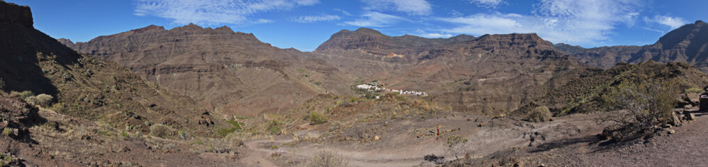 View of village Veneguera from Cruz de Mogan over Mogan on Gran Canaria,Canary Islands,Spain,Europe
