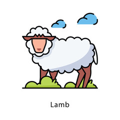 Lamb vector filled outline icon style illustration. Symbol on White background EPS 10 File