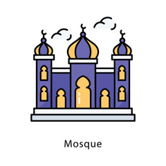 Mosque vector filled outline icon style illustration. Symbol on White background EPS 10 File