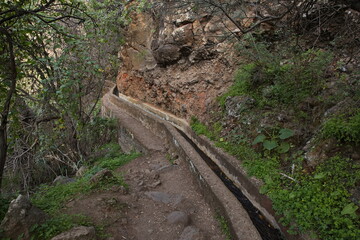 Water channel in Barranco de los Cernicalos on Gran Canaria,Canary Islands,Spain,Europe
