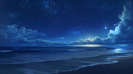 Naklejka premium night sky and sea