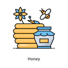 Honey vector filled outline icon style illustration. Symbol on White background EPS 10 File