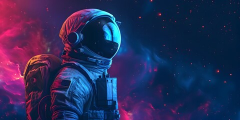 Solitary Intrepid Astronaut Weathering the Isolation of Deep Space Amid a Cosmic Nebula Backdrop