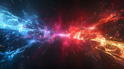 Fototapeta premium Futuristic AI Battle in Neon Lights - Digital Showdown in Space