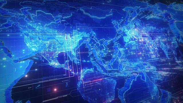 Digital World Map News Studio Background
