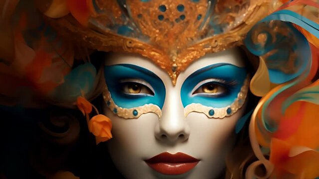 Portrait of a woman in a carnaval mask	
