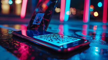 A macro shot of a QR code being scanned by a smartphone, with the AR content beginning to appear on the screen.