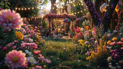 Obraz premium A decorated garden with full of flowers