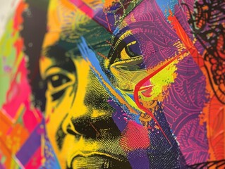 A closeup of a Juneteenth poster with a vibrant design