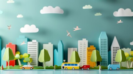 Paper Cityscape with Vehicles