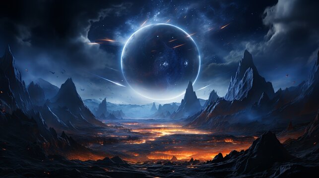 Aboard a research outpost orbiting a pulsar, scientists study the powerful beams of radiation emitted by the spinning neutron star, unlocking the secrets of its magnetic fields. Painting Illustration