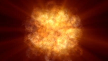 fire flame ball explosion in space, illustration