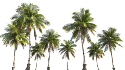 Fototapeta premium Side View of Palm Trees Isolated on Transparent or White Background, PNG