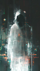 Masked Warrior in the City's Fiery Fantasy