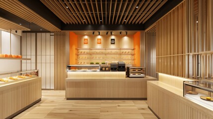 A sleek, modern bento shop with automated onigiri dispensers and digital customization options, emphasizing convenience and personalization. 