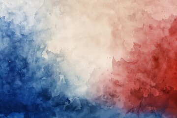 Obraz premium July 4th background, veterans day or independence day background in red white and blue colors, patriotic border in painted red and blue watercolor design with old vintage texture