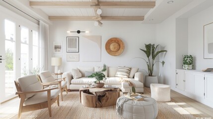 A Scandinavian-inspired living room with light colors, natural materials, and a simple, clean design --ar 16:9 --style raw Job ID: 75fba1bd-9268-405b-932a-4d2c55779cbd