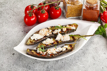 Grilled eggplant with feta cheese