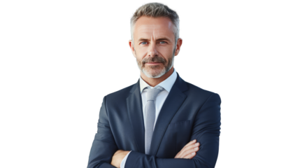 businessman with arms crossed isolated and cut out
