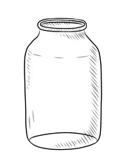 BLACK AND WHITE VECTOR CONTOUR DRAWING OF A GLASS JAR