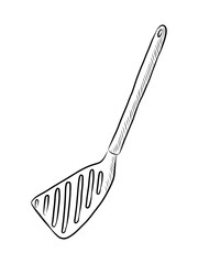 BLACK WHITE VECTOR CONTOUR DRAWING OF KITCHEN SILICONE SPATULA