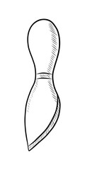 BLACK AND WHITE VECTOR CONTOUR DRAWING OF A CHEESE KNIFE