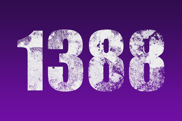 flat white grunge number of 1388 on purple background.	