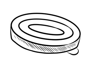 BLACK AND WHITE VECTOR CONTOUR DRAWING OF A PLASTIC LID FOR A JAR