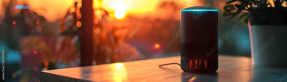 Poster voice activated smart home automation systems controlling lighting heating and security