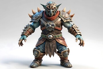 Mystical Masked Warrior: 3D Fantasy Game Character Illustration, Gaming Character, 3d Gaming Character, Fantasy Game Character