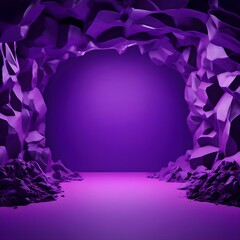 Immersive Interactive Art Installation Enter a Violet World of Abstract Arcs, Lines, and Waves. Experience the Beauty of Amethyst Quartz and Brilliant Gem Geodes in a StunningPurple Crystal Background