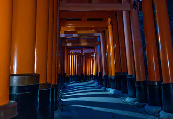 japanese temple in kyoto at night fushimi inari