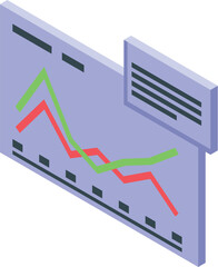 Fototapeta premium Isometric illustration of a chart board displaying upward and downward trend lines