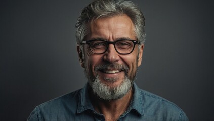 Obraz premium Confident Mature Man with Spectacles Indoor Portrait