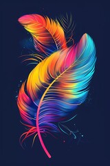 Colorful feather background. Abstract dynamic composition. Vector feather illustration