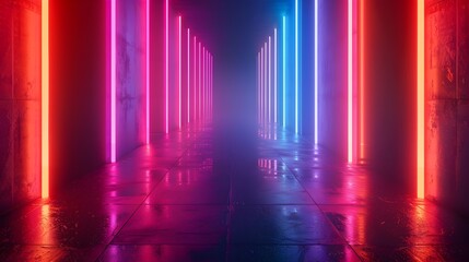 Neon Gradient Backdrop with Layered Tubes and Light Trails