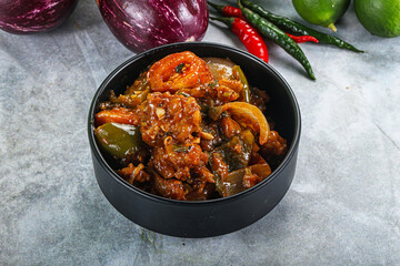 Asian cuisine - prawn in chili sauce