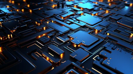 Circuitry patterns intertwining with futuristic elements, symbolizing the innovation driving technological advancements. Painting Illustration style, Minimal and Simple,