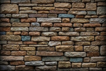 Closeup View of a Multicolored Stone Wall