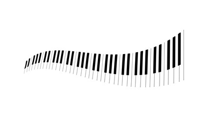 Piano keyboards logo, black isolated silhouette © OMIA