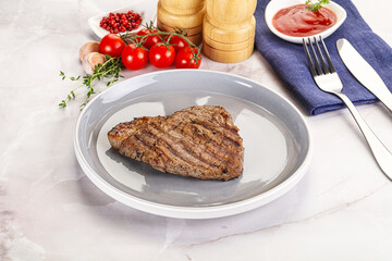 Grilled marble beef steak with sauce
