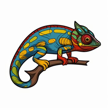 recommend clip art: Vibrant cartoon chameleon illustration in clean line art on white background, perfect for kids coloring activities.