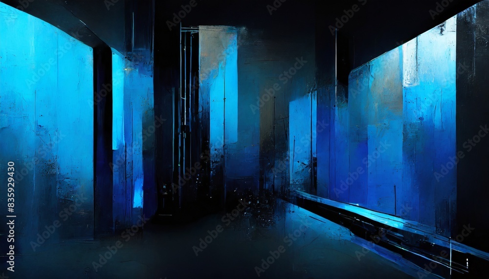 Wall mural dark blue tunnel