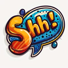 Fun and cute coloring page for kids featuring a cartoonstyle Shhh speech bubble on a clean white background.