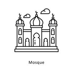 Mosque vector filled outline icon style illustration. Symbol on White background EPS 10 File