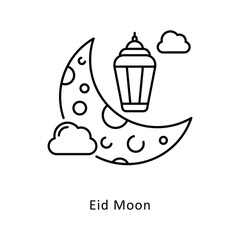 Eid Moon vector filled outline icon style illustration. Symbol on White background EPS 10 File