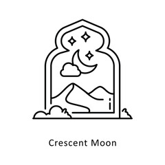 Crescent Moon vector filled outline icon style illustration. Symbol on White background EPS 10 File